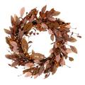 Vickerman 22 in. Light Brown Fall Berry & Wood Leaf Wreath FQ221322